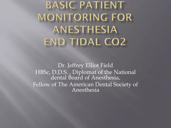 basic patient monitoring for anesthesia end tidal co2