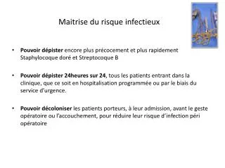 maitrise du risque infectieux