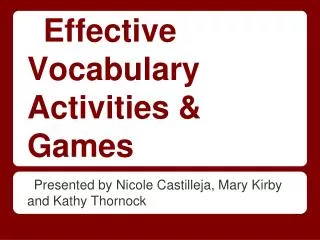 Effective Vocabulary Activities &amp; Games