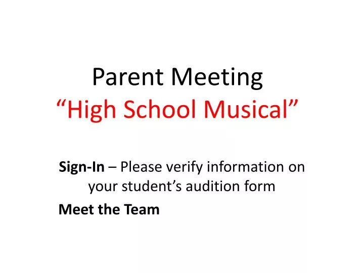 parent meeting high school musical