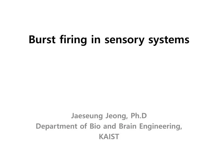 burst firing in sensory systems