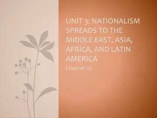Unit 3: Nationalism Spreads to the Middle East, Asia, Africa, and Latin America
