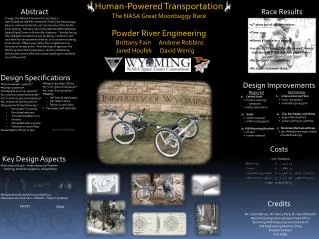 Human-Powered Transportation The NASA Great Moonbuggy Race Powder River Engineering