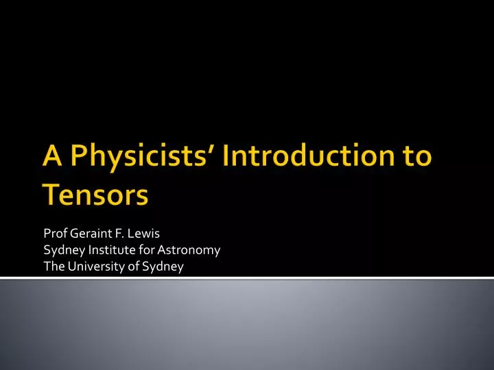 prof geraint f lewis sydney institute for astronomy the university of sydney