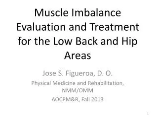 Muscle Imbalance Evaluation and Treatment for the Low Back and Hip Areas