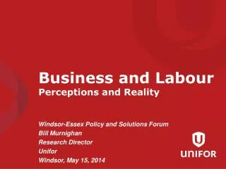 Business and Labour Perceptions and Reality