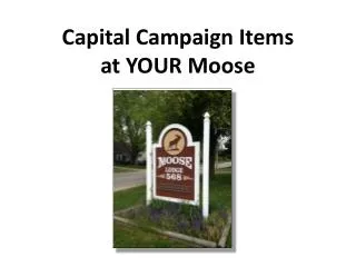 Capital Campaign Items at YOUR Moose