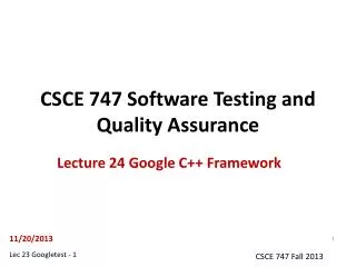 CSCE 747 Software Testing and Quality Assurance