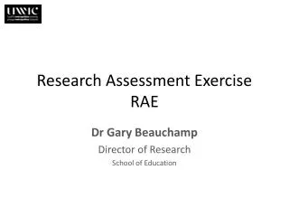 Research Assessment Exercise RAE