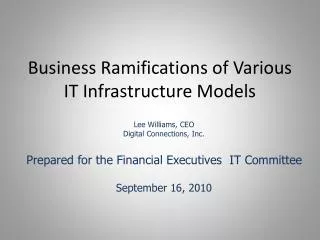 Business Ramifications of Various IT Infrastructure Models