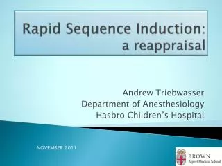 Rapid Sequence Induction : a reappraisal