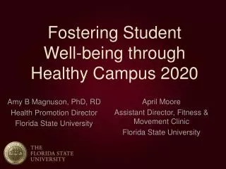 Fostering Student Well-being through Healthy Campus 2020