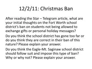 12/2/11: Christmas Ban