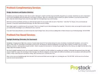 ProStock Complimentary Services Design Assistance and System Selection