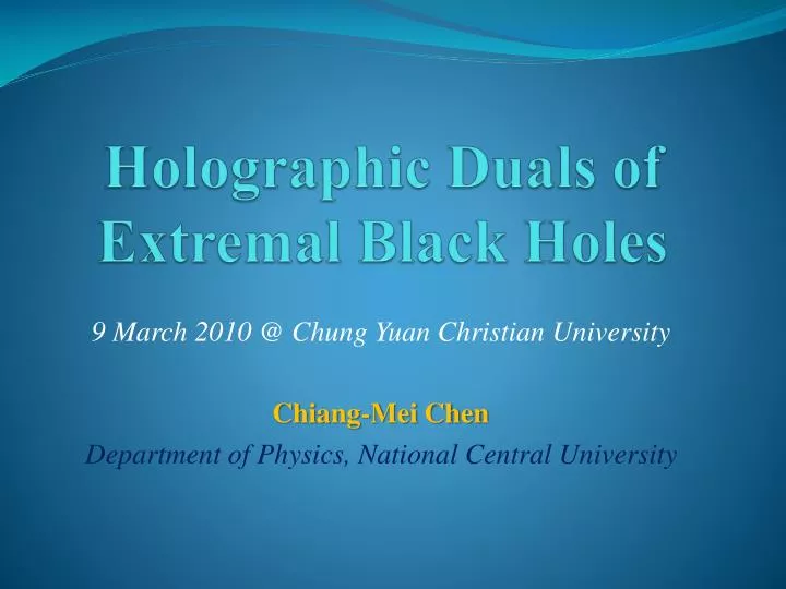 holographic duals of extremal black holes
