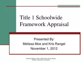 Title 1 Schoolwide Framework Appraisal