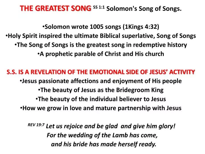 the greatest song ss 1 1 solomon s song of songs