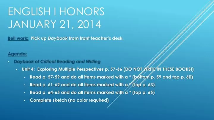 english i honors january 21 2014