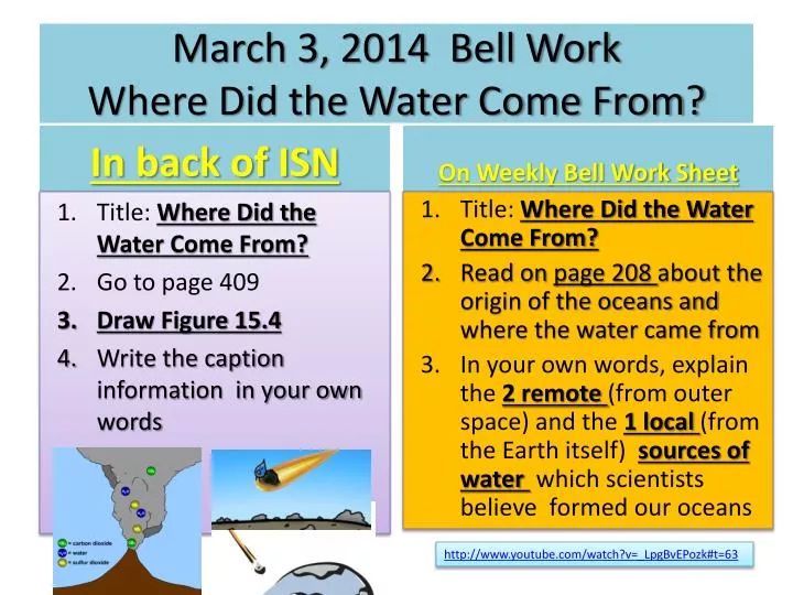 march 3 2014 bell work where did the water come from