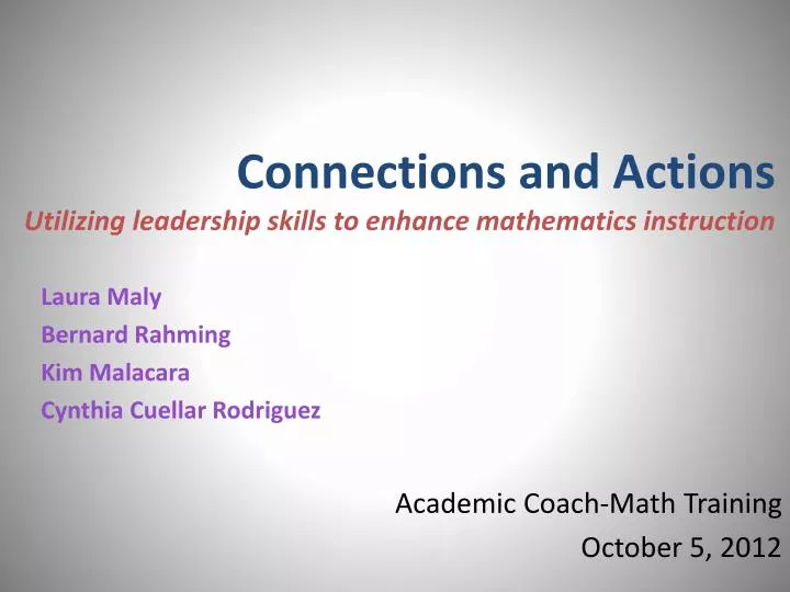 connections and actions utilizing leadership skills to enhance mathematics instruction