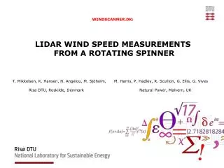 WINDSCANNER.DK: LIDAR WIND SPEED MEASUREMENTS FROM A ROTATING SPINNER