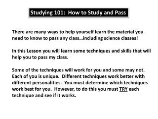 Studying 101: How to Study and Pass