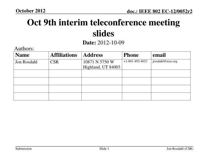 oct 9th interim teleconference meeting slides