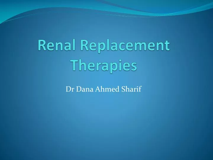 renal replacement therapies