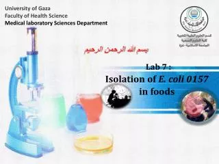 University of Gaza Faculty of Health Science Medical laboratory Sciences Department