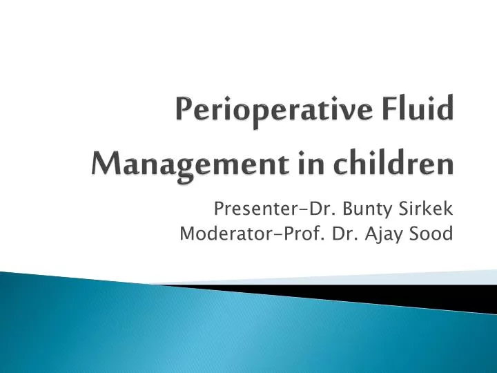 perioperative fluid management in children