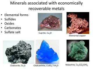 Minerals associated with economically recoverable metals