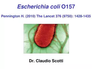 Escherichia coli O157 Pennington H. (2010) The Lancet 376 (9750): 1428-1435