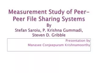 Presentation by Manasee Conjeepuram Krishnamoorthy