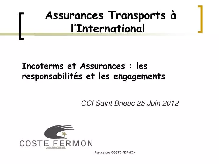 assurances transports l international