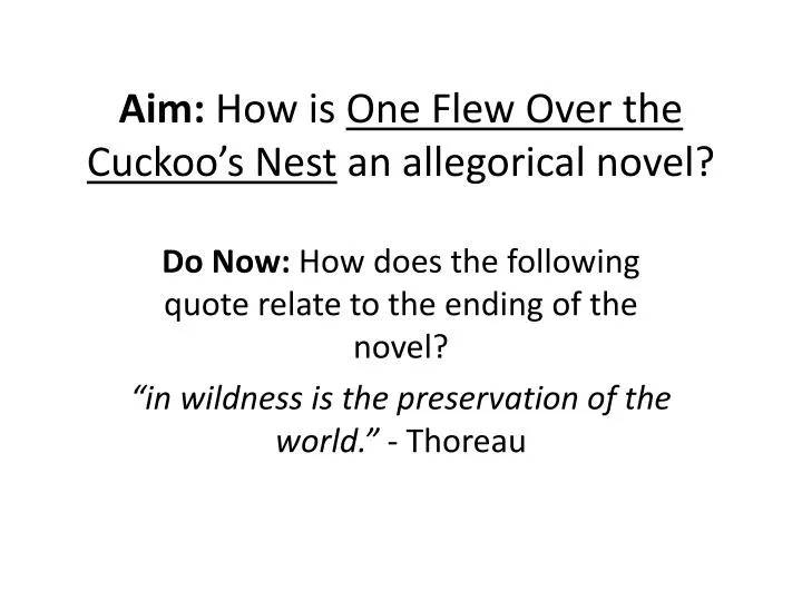 aim how is one flew over the cuckoo s nest an allegorical novel
