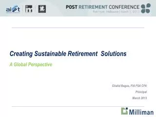 Creating Sustainable Retirement Solutions A Global Perspective