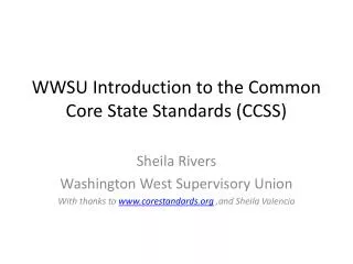 WWSU Introduction to the Common Core State Standards (CCSS)
