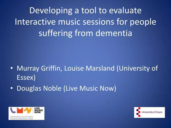 developing a tool to evaluate interactive music sessions for people suffering from dementia