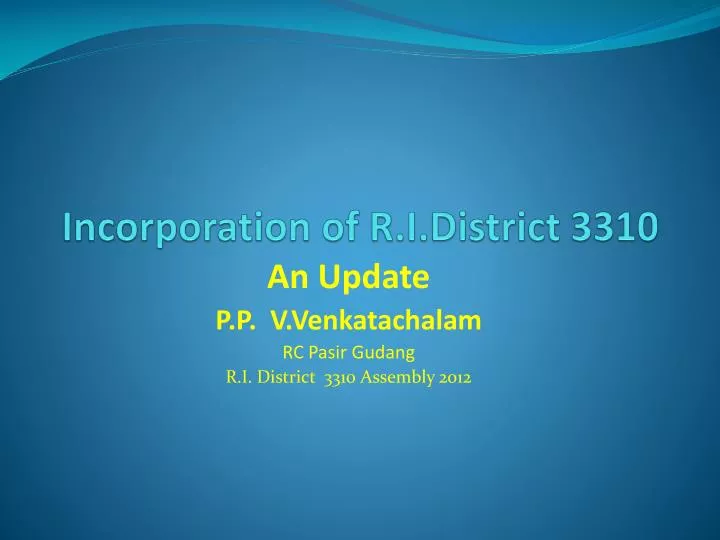 incorporation of r i district 3310