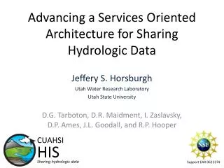 Advancing a Services Oriented Architecture for Sharing Hydrologic Data