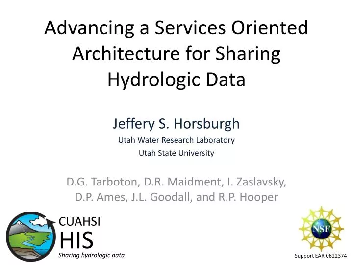 advancing a services oriented architecture for sharing hydrologic data