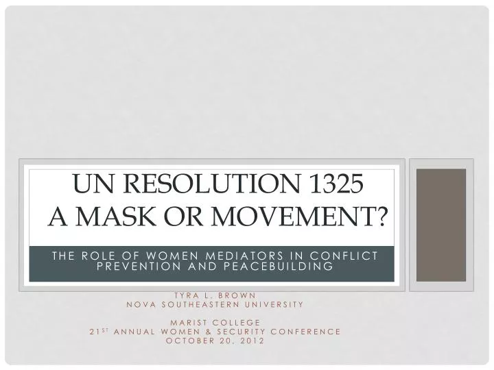 un resolution 1325 a mask or movement