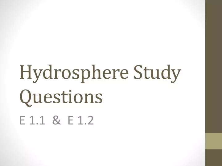 hydrosphere study questions