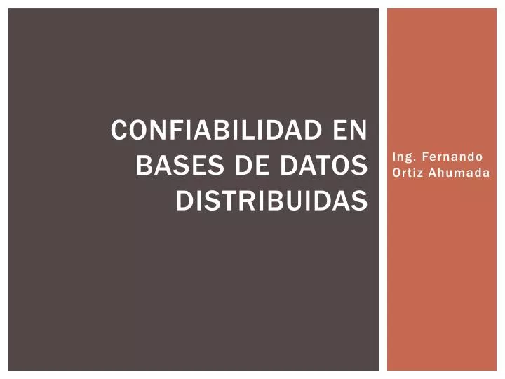 confiabilidad en bases de datos distribuidas