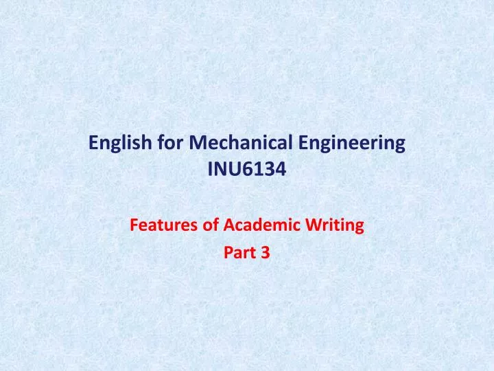 english for mechanical engineering inu6134