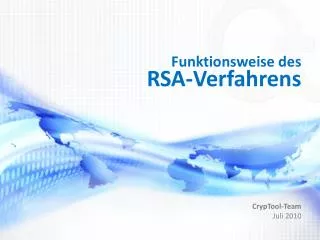 funktionsweise des rsa verfahrens