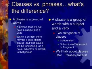 Clauses vs. phrases…what's the difference?
