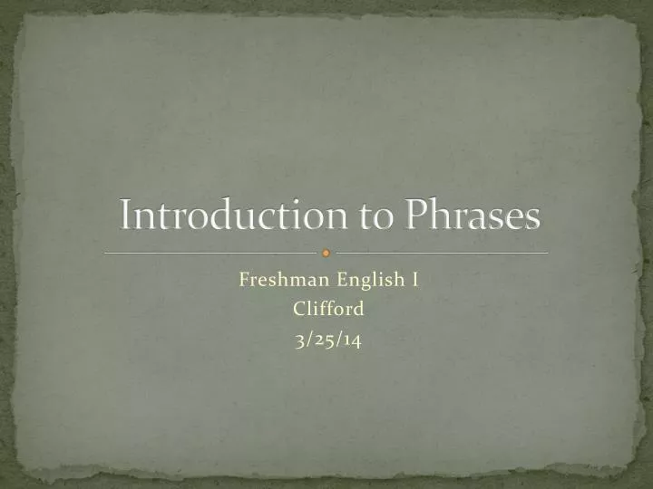 introduction to phrases