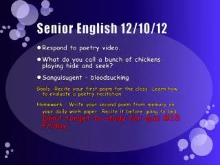 Senior English 12/10/12