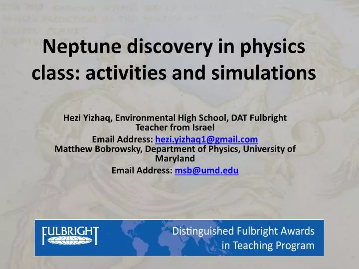 neptune discovery in physics class activities and simulations